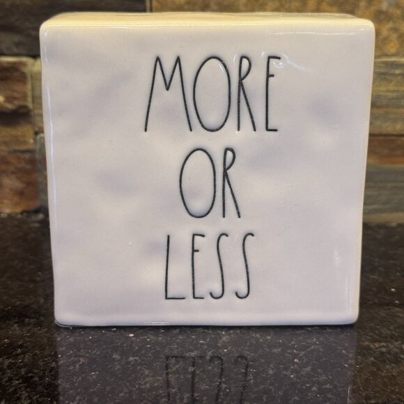 Rae Dunn "More Or Less" "Less is More" Inspirational Block, Two sided - Picture 2 of 7
